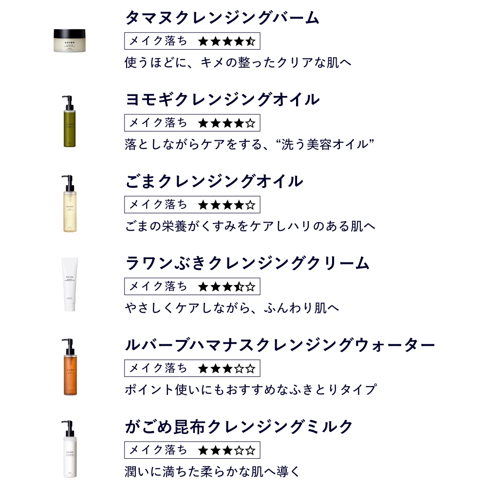 クレンジングタイプの製品一覧画像
