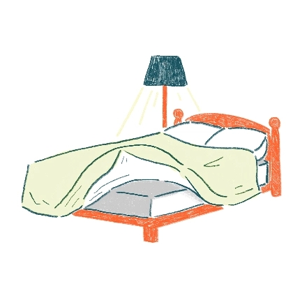 ベッドとシーツの間に